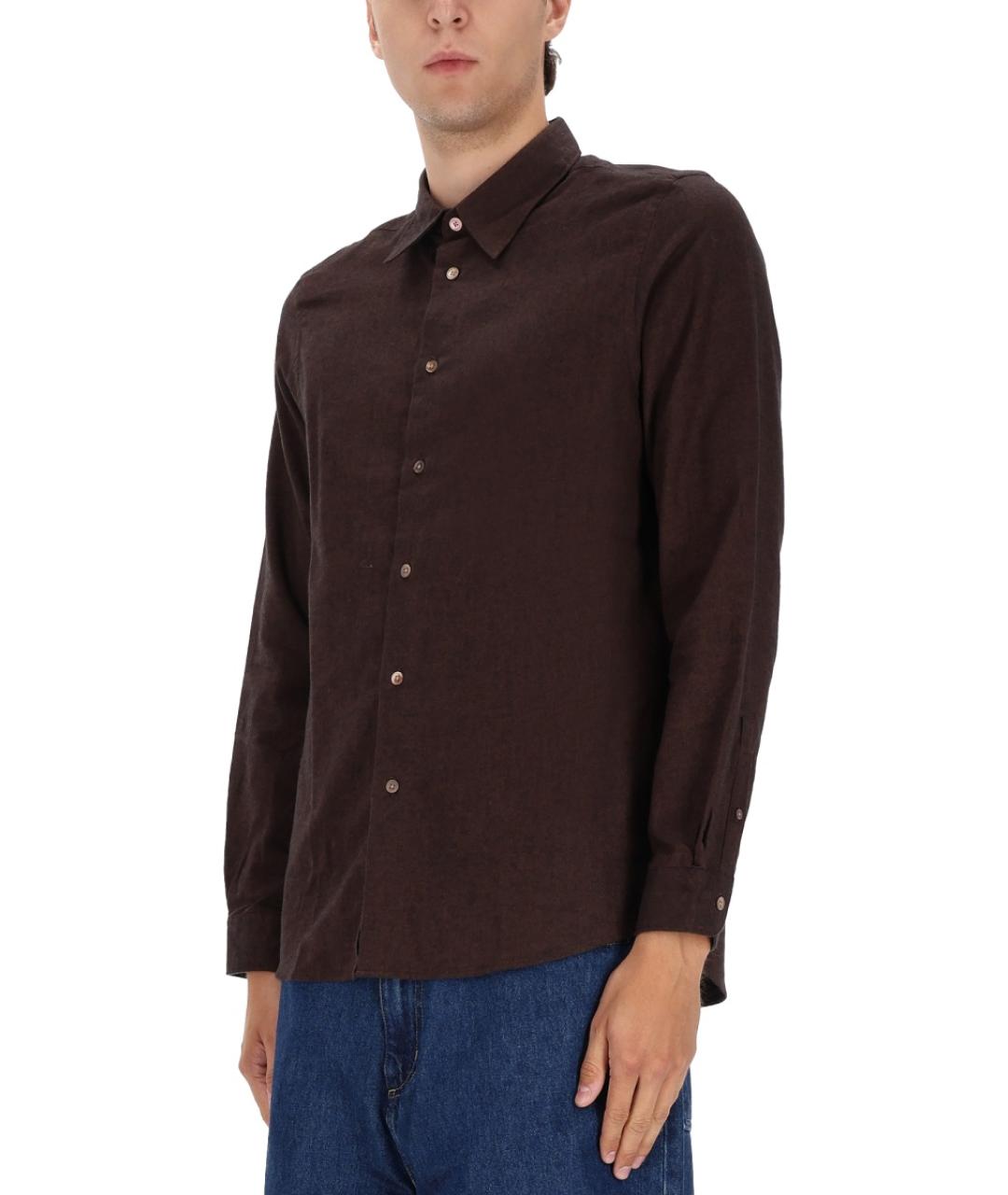 PS BY PAUL SMITH Коричневая хлопковая кэжуал рубашка, фото 3