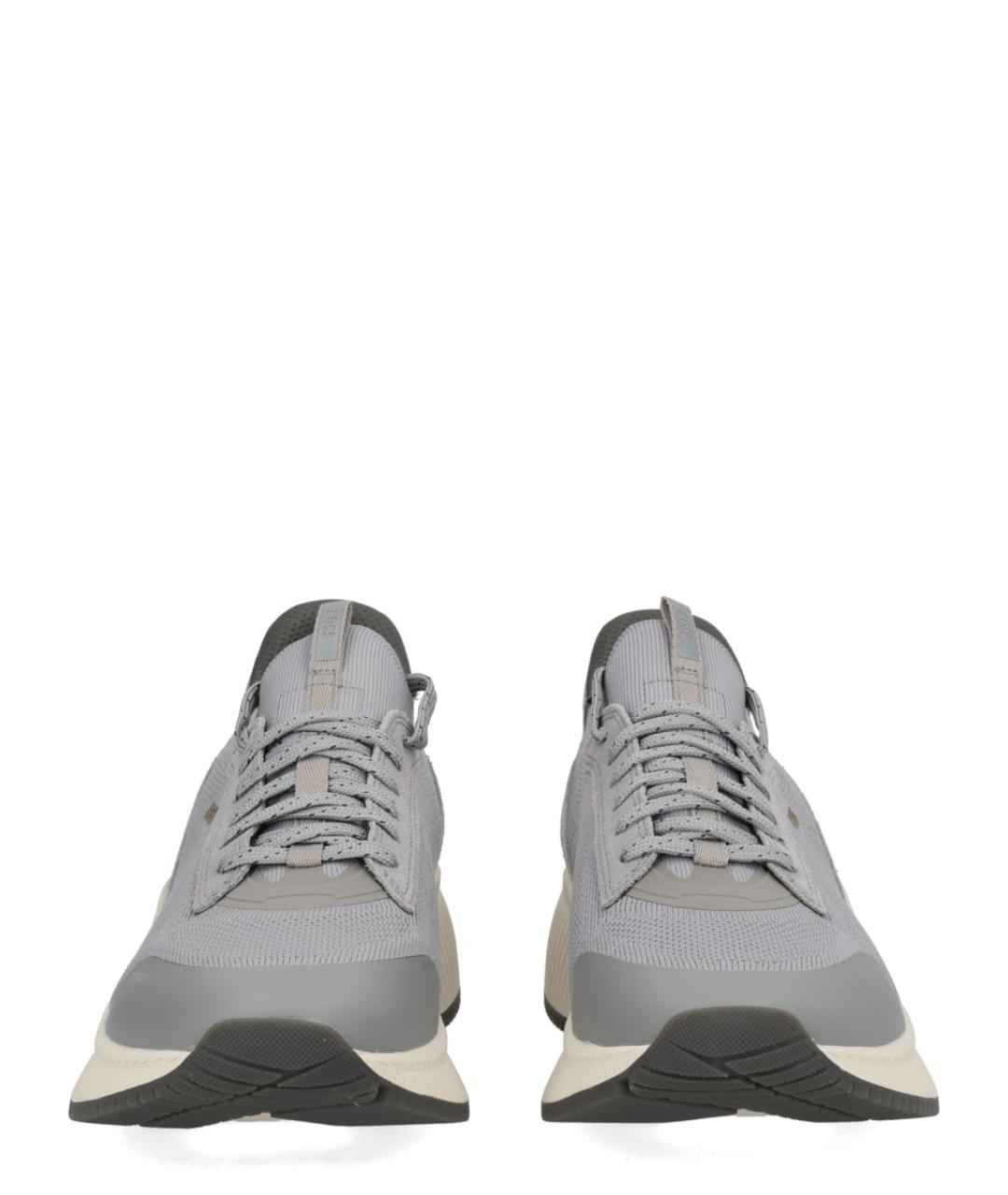 HUGO BOSS Серые синтетические низкие кроссовки / кеды, фото 3