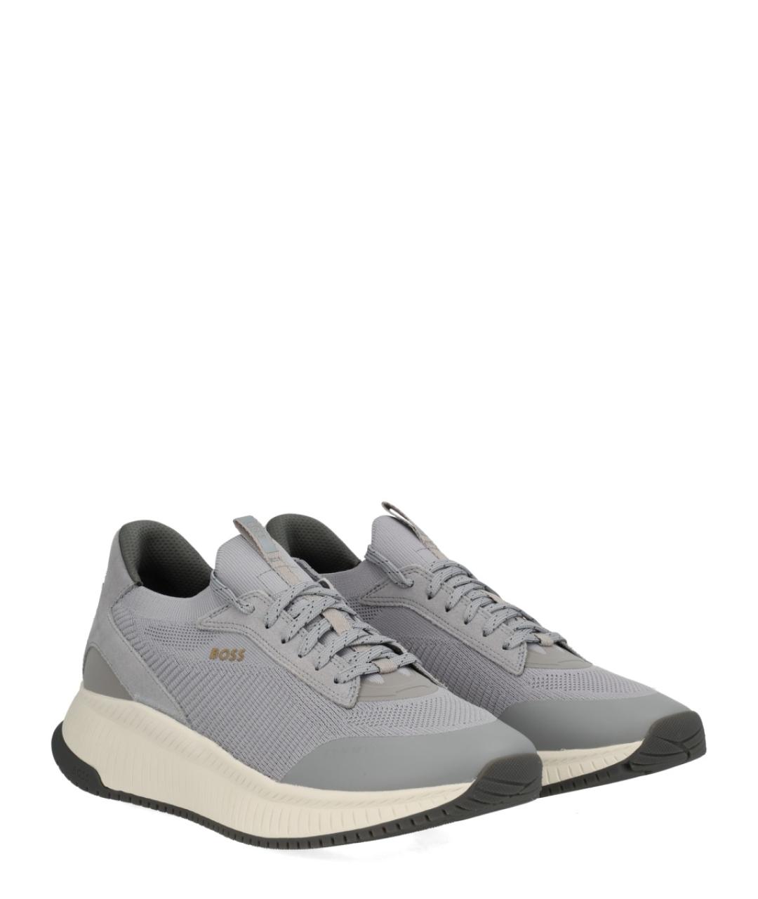 HUGO BOSS Серые синтетические низкие кроссовки / кеды, фото 2