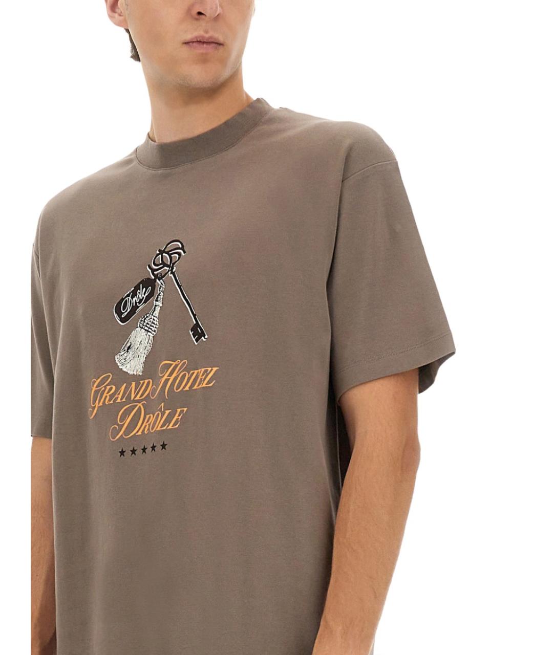 Drole de Monsieur Серая хлопковая футболка, фото 5