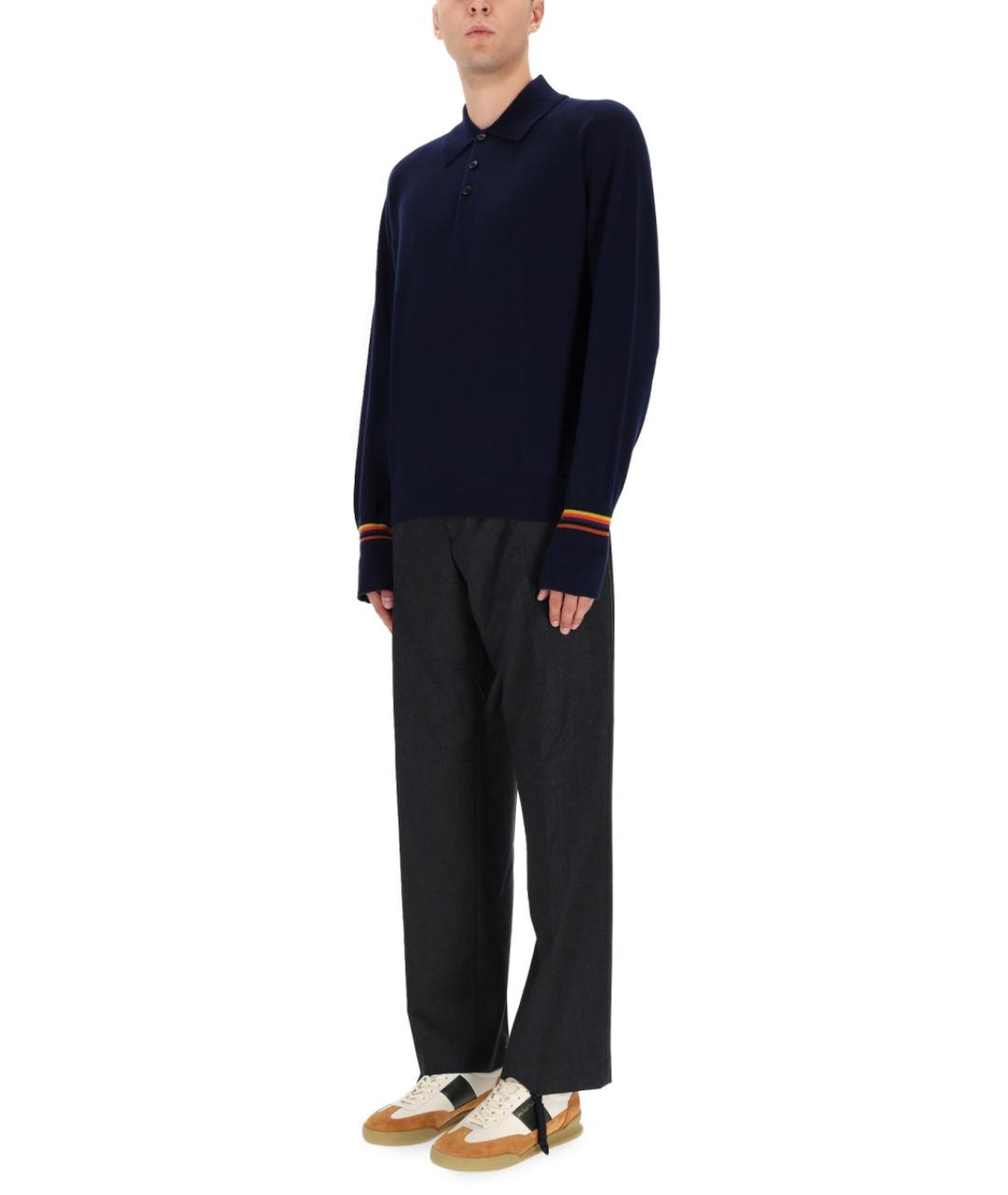 PAUL SMITH Синее поло с длинным рукавом, фото 2