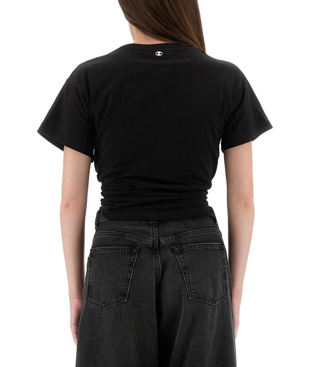PACO RABANNE Черная хлопковая футболка, фото 4