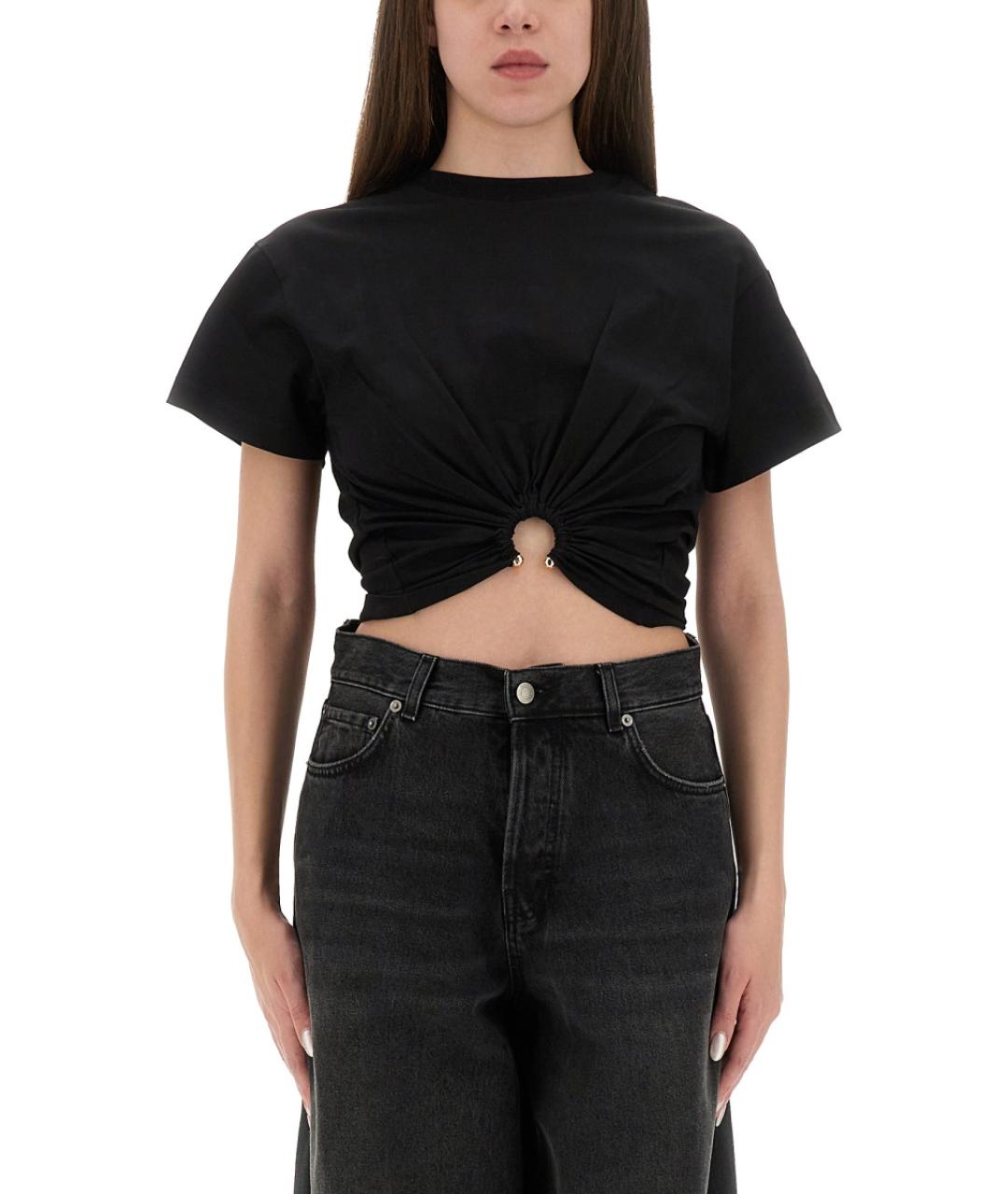 PACO RABANNE Черная хлопковая футболка, фото 5