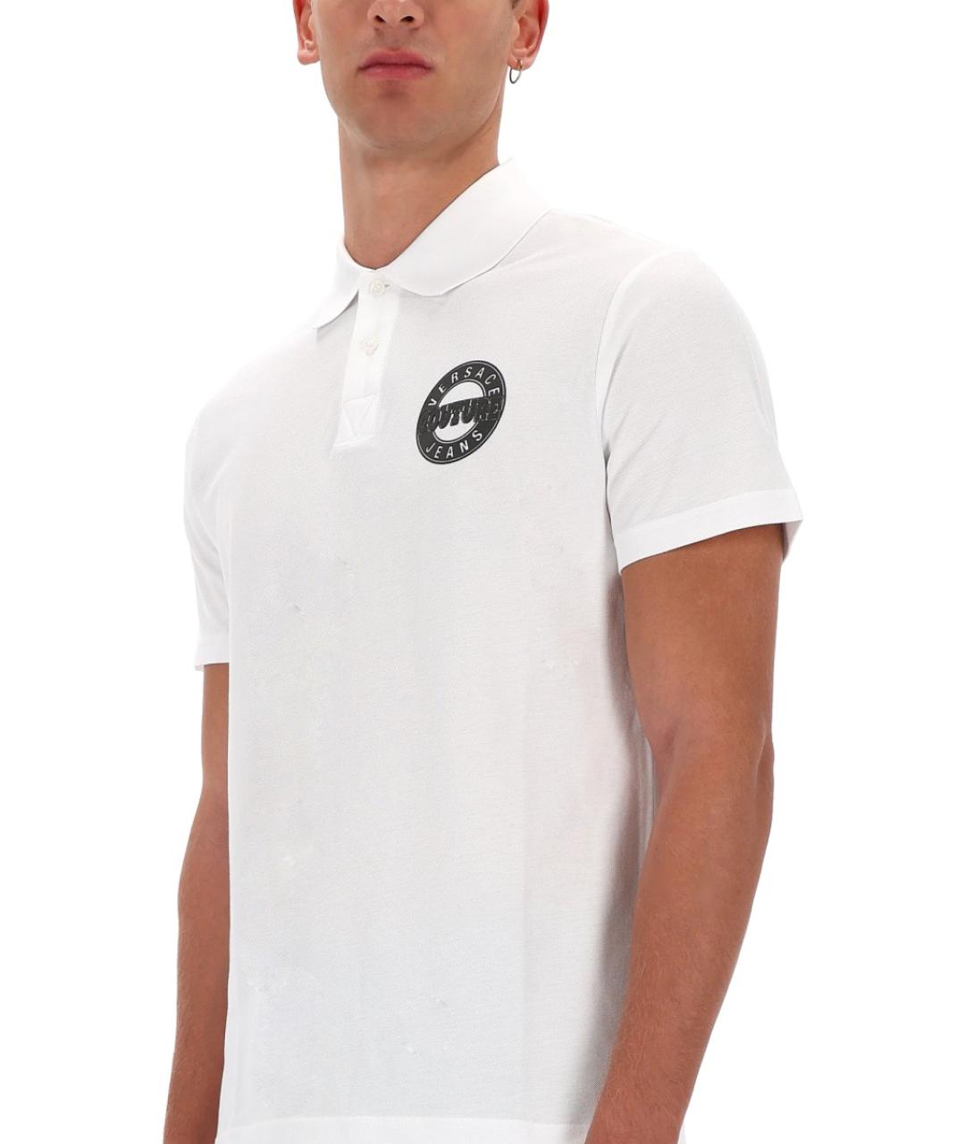VERSACE JEANS COUTURE Белое хлопковое поло с коротким рукавом, фото 4