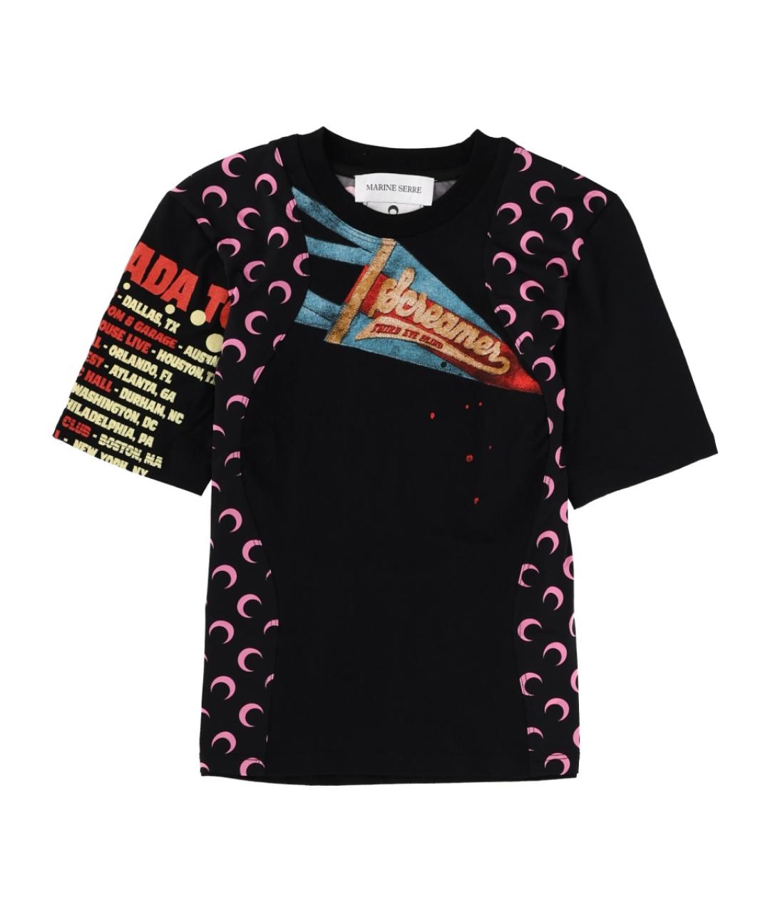 MARINE SERRE Черная хлопковая футболка, фото 1