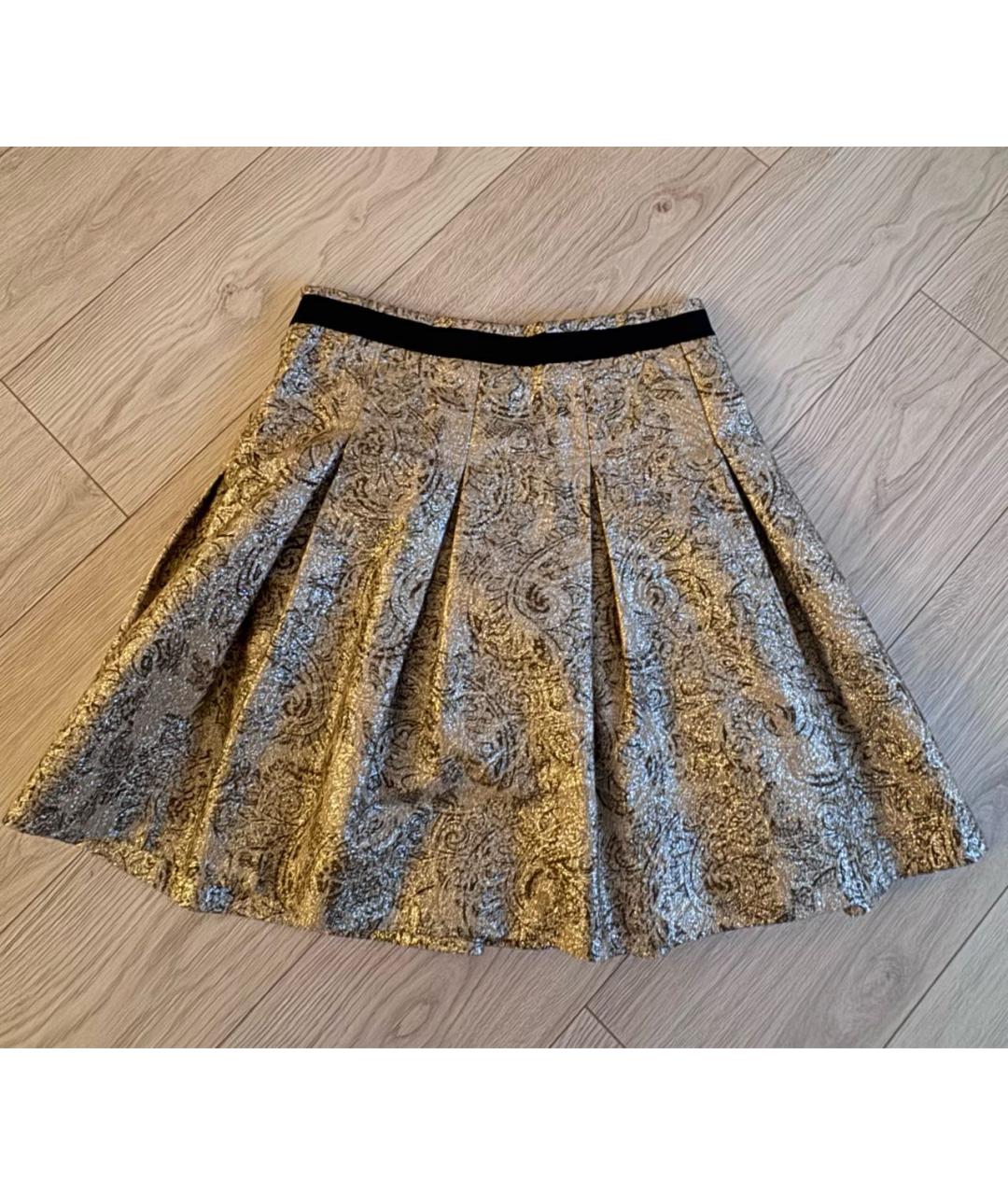 DOLCE&GABBANA Золотая хлопковая юбка мини, фото 5