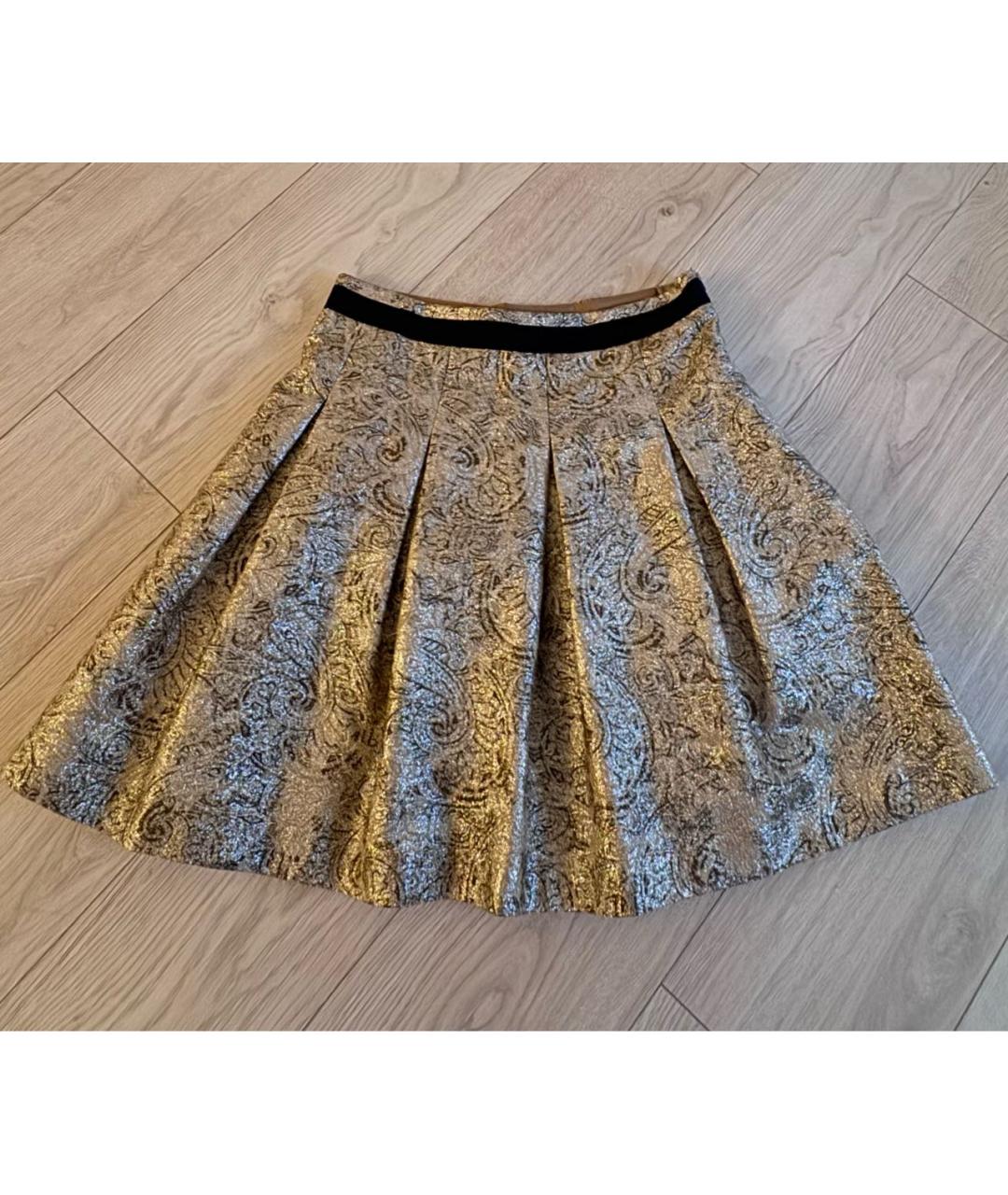 DOLCE&GABBANA Золотая хлопковая юбка мини, фото 2