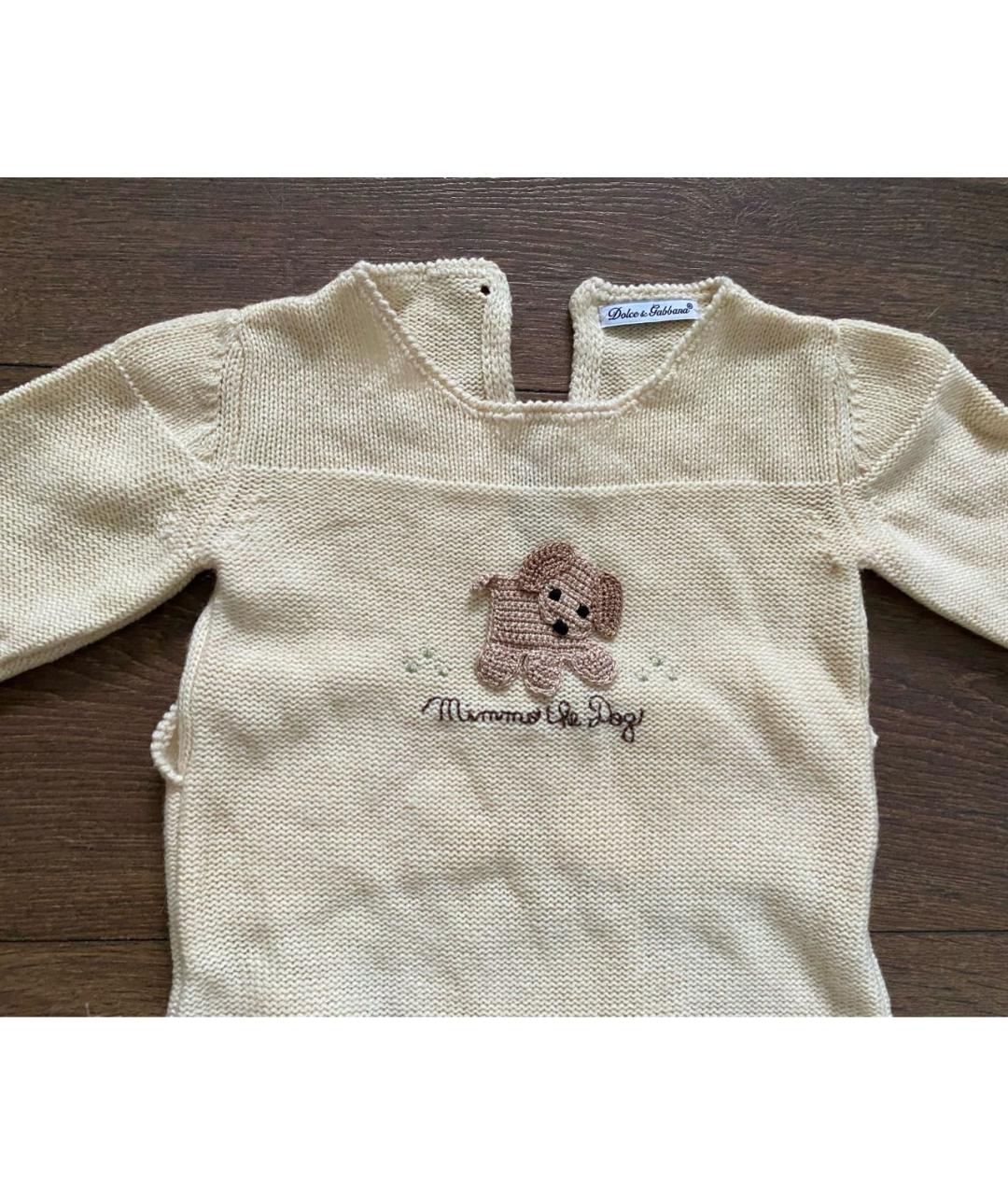 DOLCE & GABBANA KIDS Бежевый кашемировый боди / песочник, фото 3