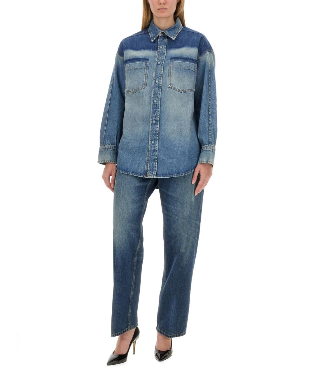 VICTORIA BECKHAM Синие хлопковые прямые джинсы, фото 2