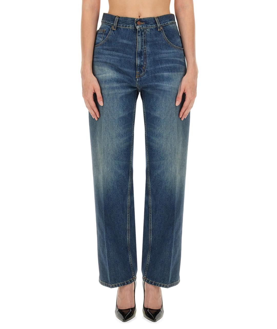 VICTORIA BECKHAM Синие хлопковые прямые джинсы, фото 5