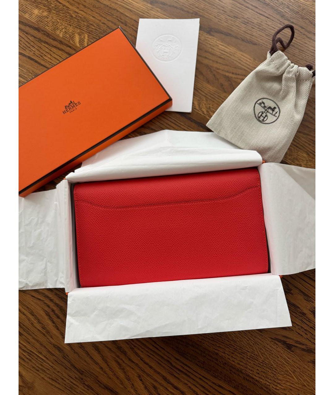 HERMES Оранжевая кожаная сумка через плечо, фото 3