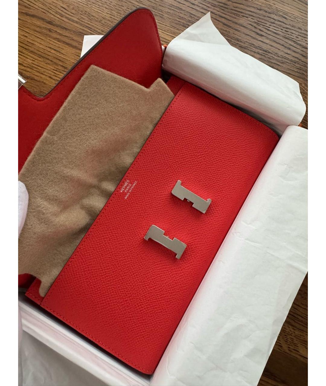 HERMES Оранжевая кожаная сумка через плечо, фото 6