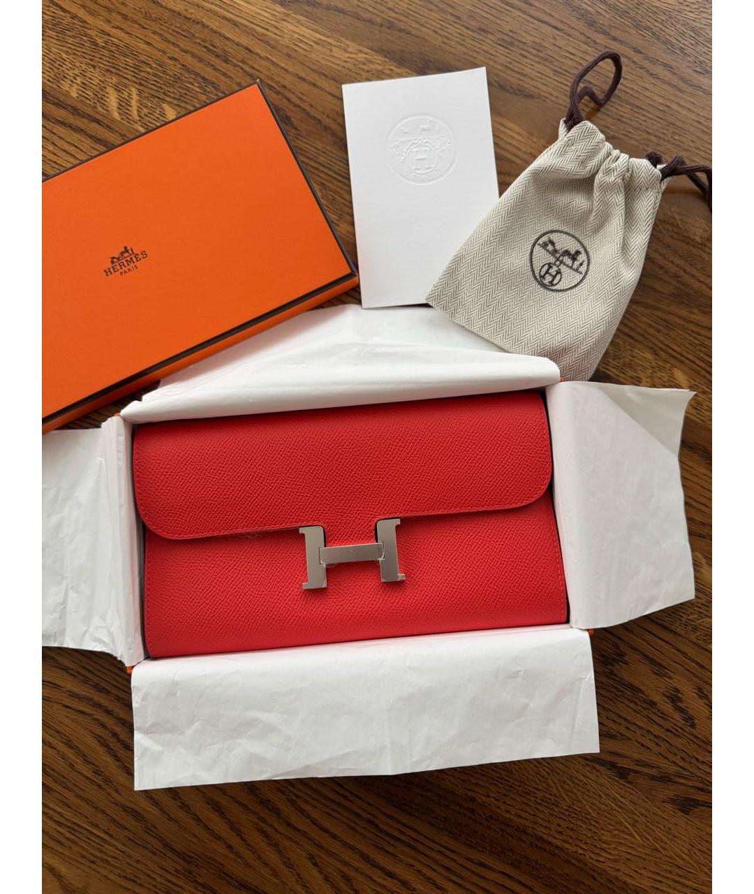 HERMES Оранжевая кожаная сумка через плечо, фото 8