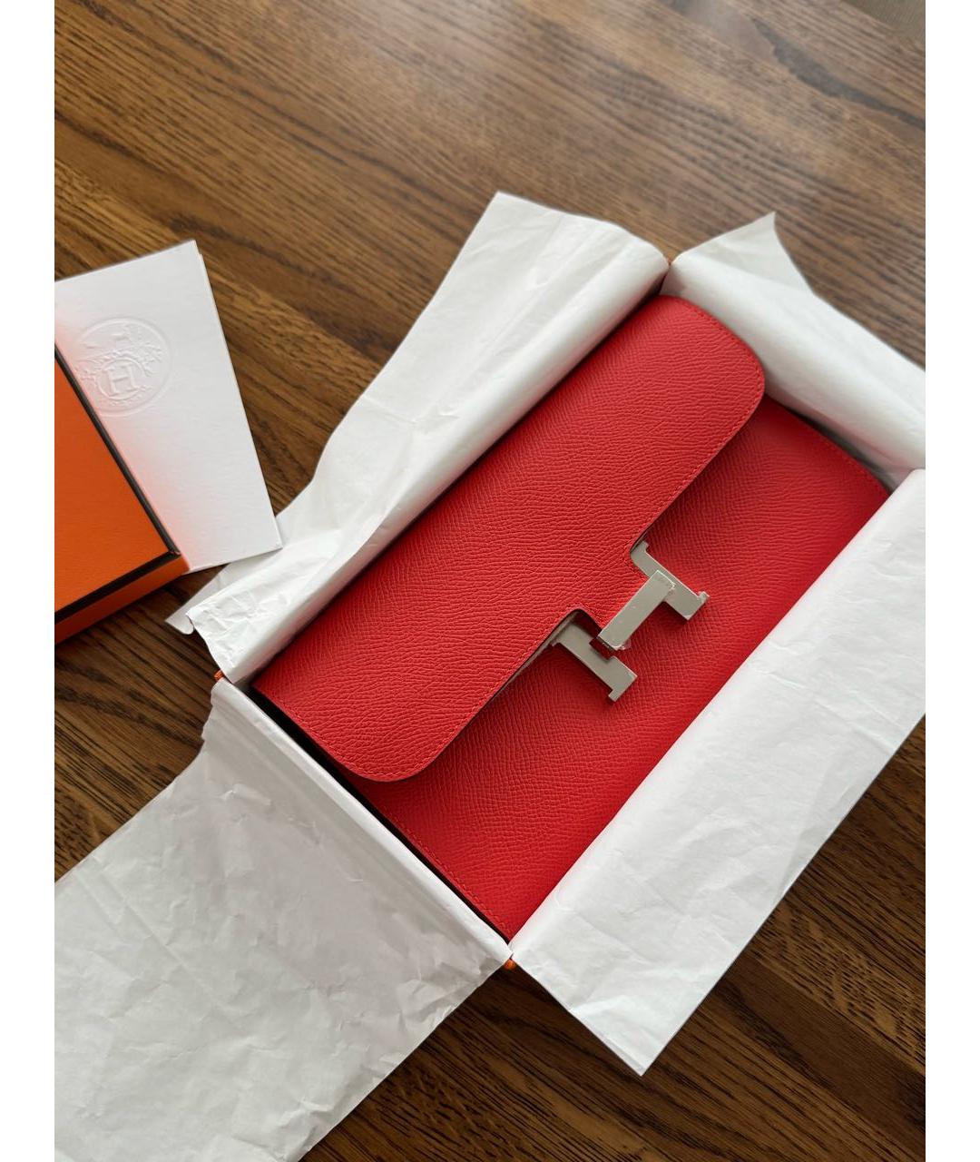 HERMES Оранжевая кожаная сумка через плечо, фото 2