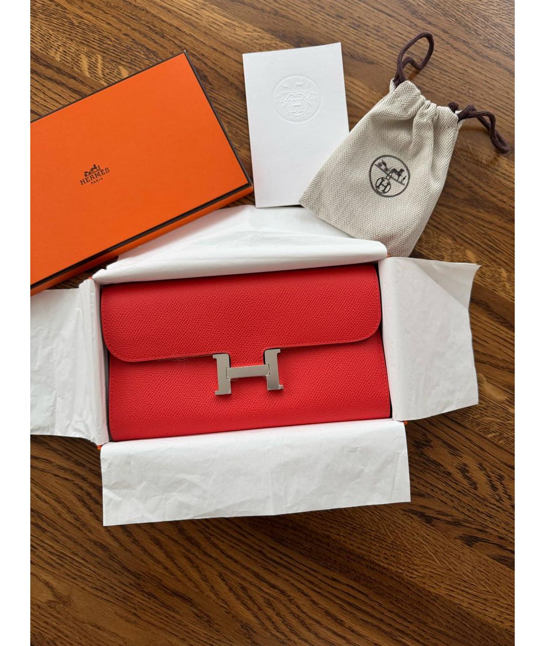 HERMES Оранжевая кожаная сумка через плечо, фото 7