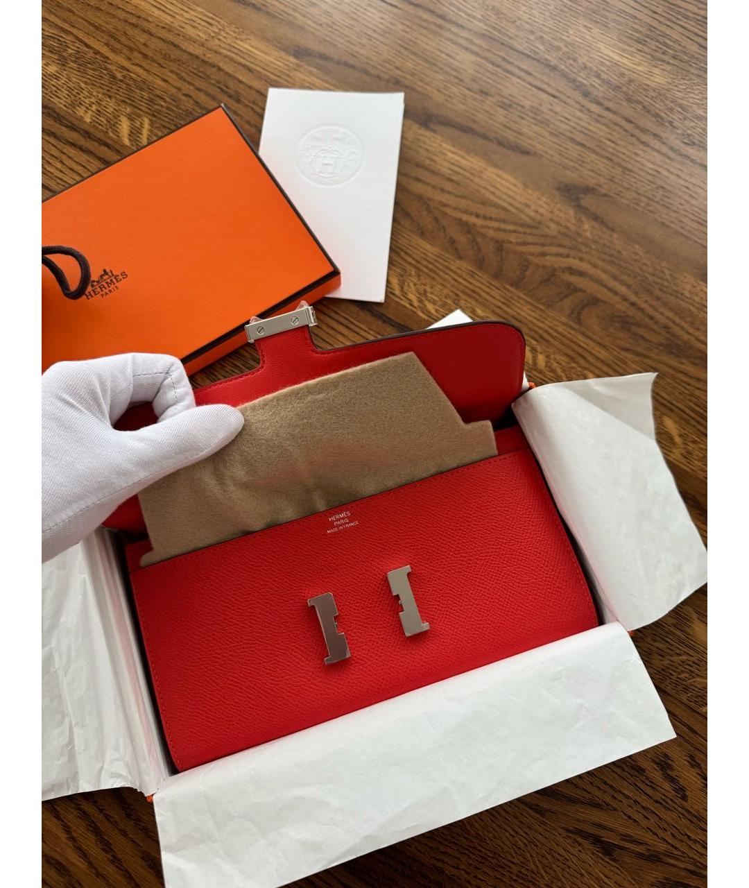 HERMES Оранжевая кожаная сумка через плечо, фото 4