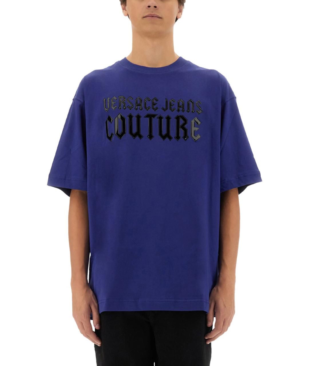 VERSACE JEANS COUTURE Фиолетовая хлопковая футболка, фото 5