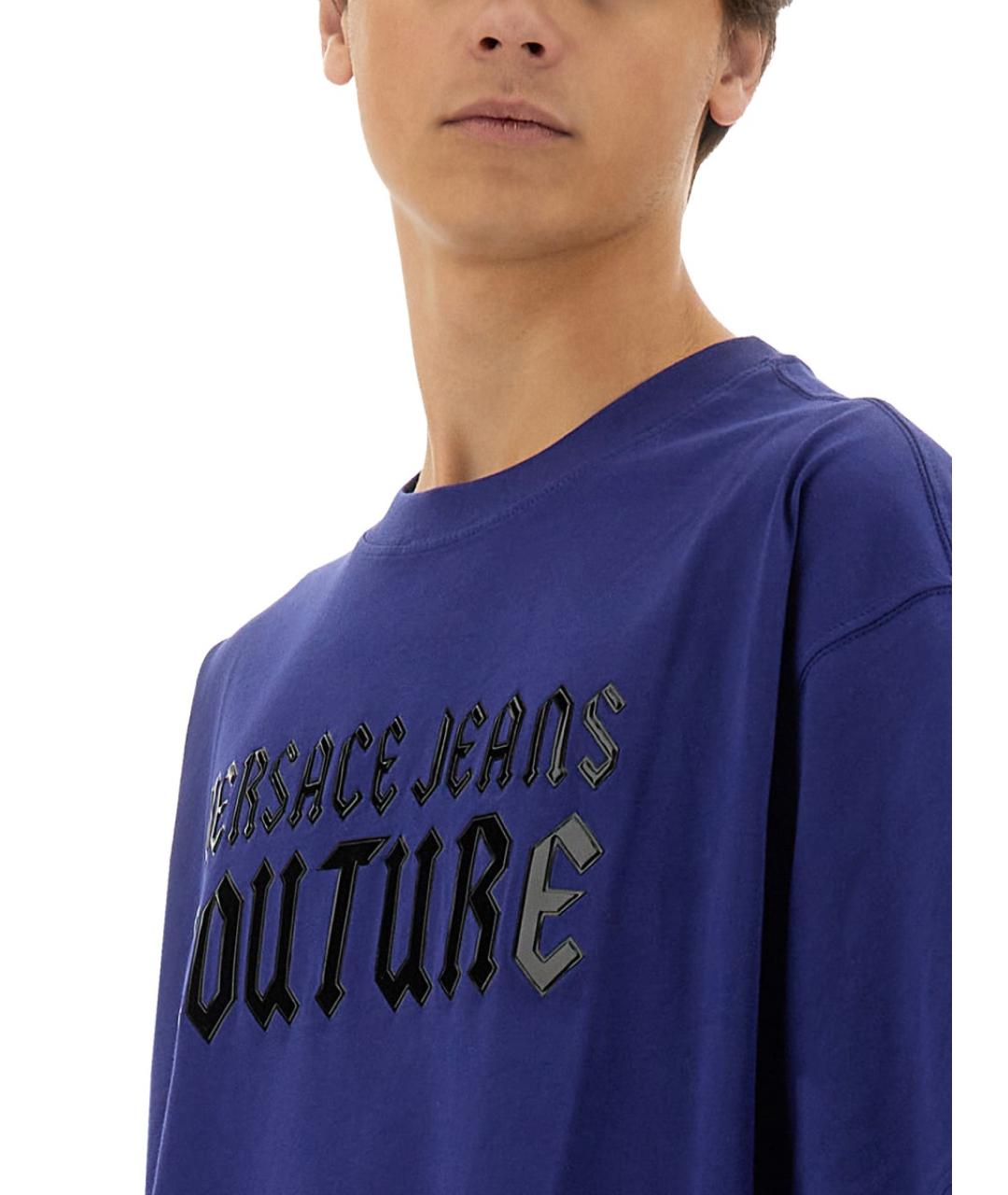 VERSACE JEANS COUTURE Фиолетовая хлопковая футболка, фото 4