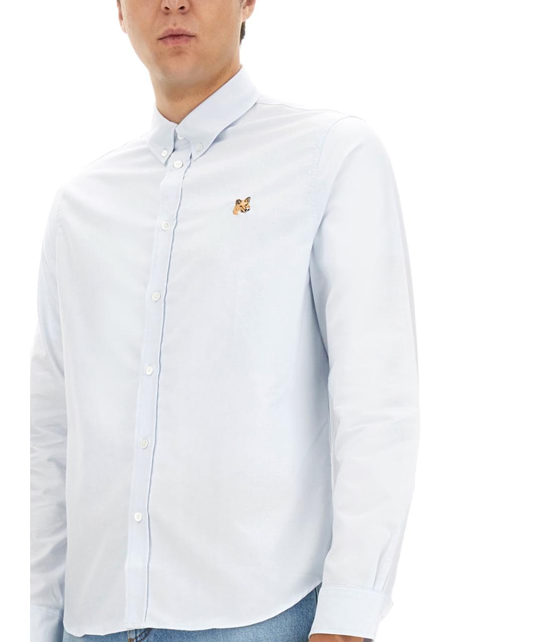 MAISON KITSUNE Голубая хлопковая кэжуал рубашка, фото 4