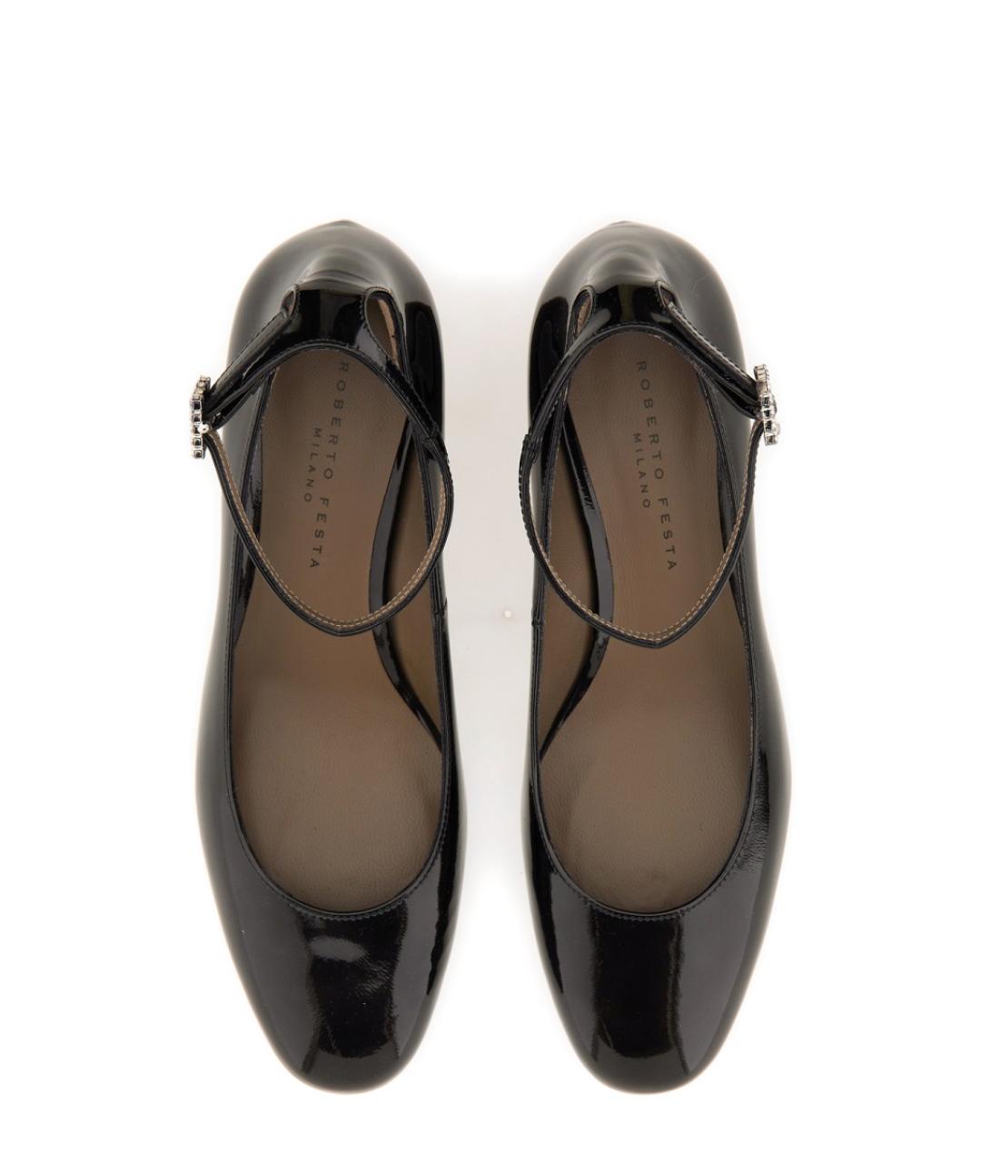 ROBERTO FESTA Черные кожаные лодочки на низком каблуке, фото 5
