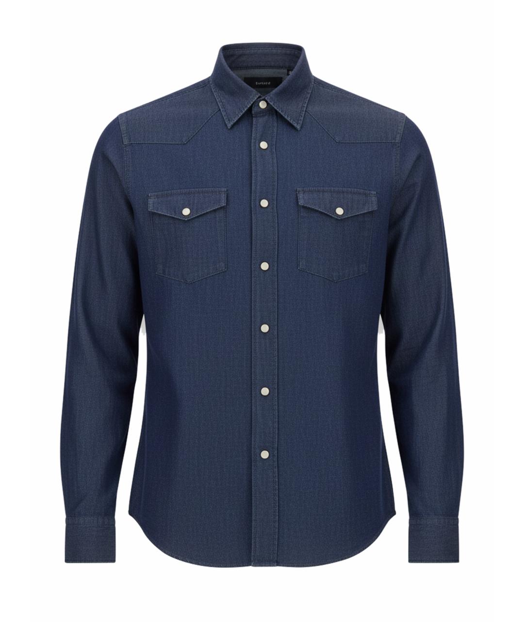 LARDINI Синяя хлопковая кэжуал рубашка, фото 1