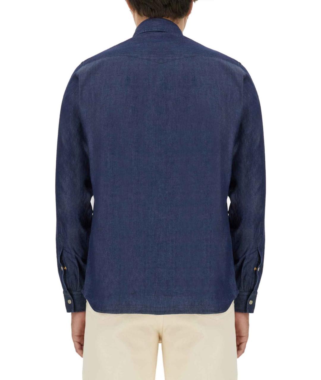 LARDINI Синяя хлопковая кэжуал рубашка, фото 3