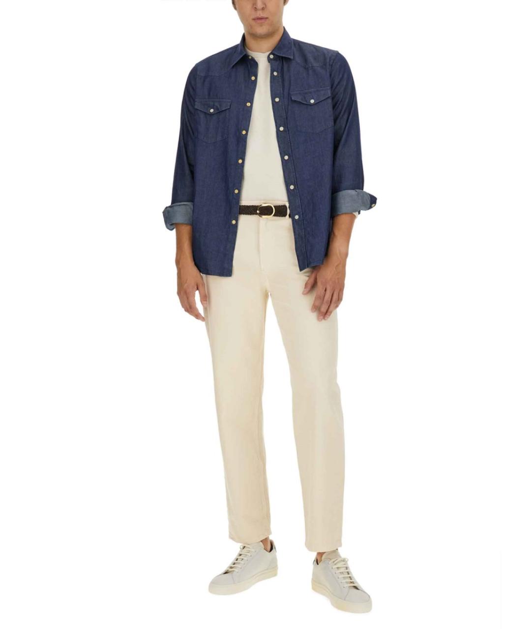 LARDINI Синяя хлопковая кэжуал рубашка, фото 2