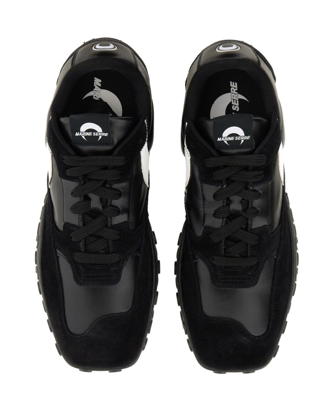 MARINE SERRE Черные кожаные низкие кроссовки / кеды, фото 6