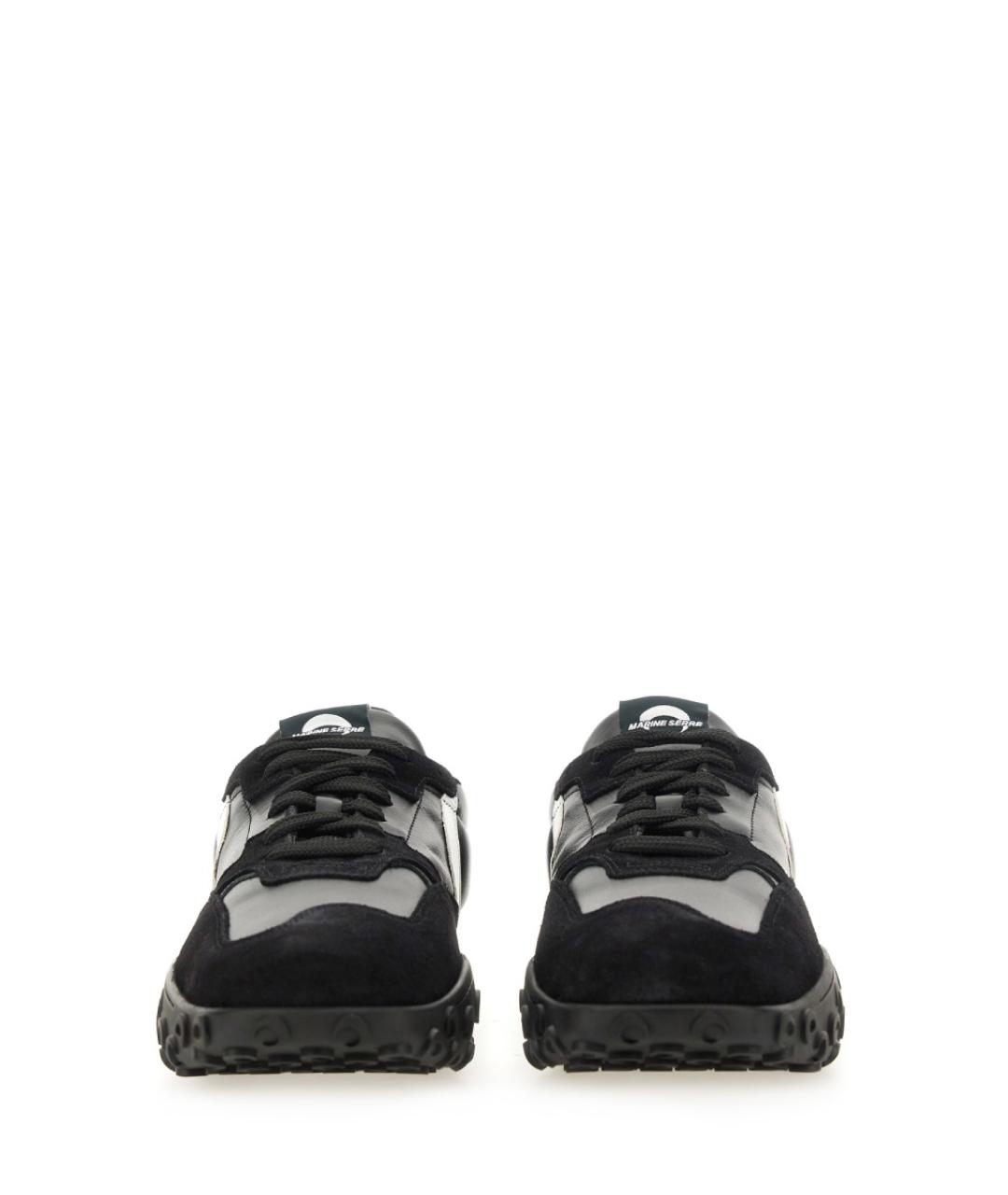 MARINE SERRE Черные кожаные низкие кроссовки / кеды, фото 4