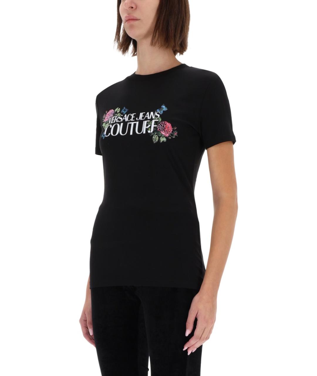 VERSACE JEANS COUTURE Черная хлопковая футболка, фото 4