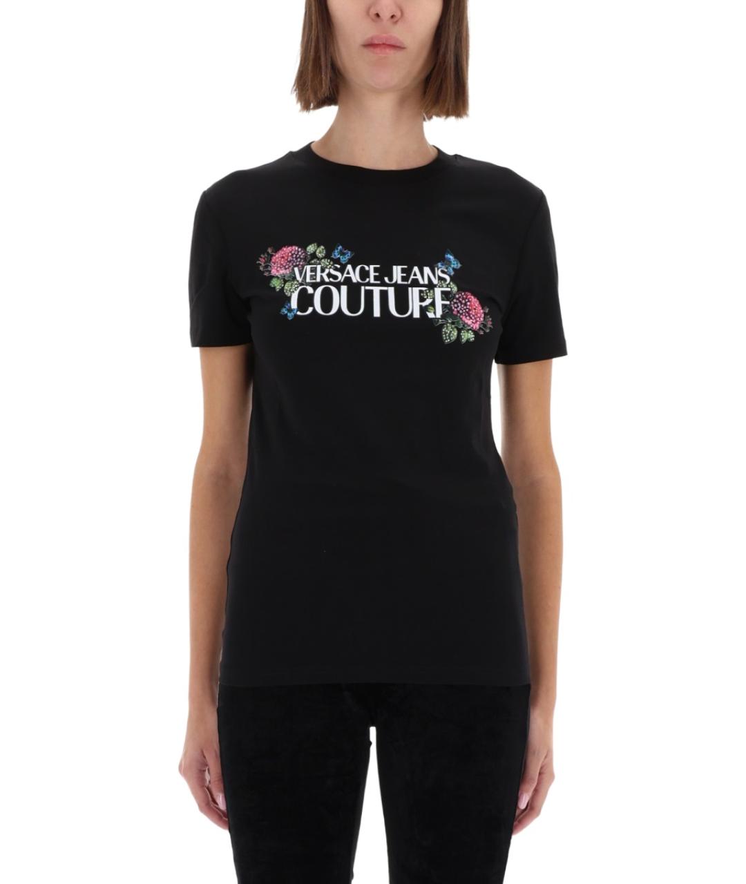 VERSACE JEANS COUTURE Черная хлопковая футболка, фото 5