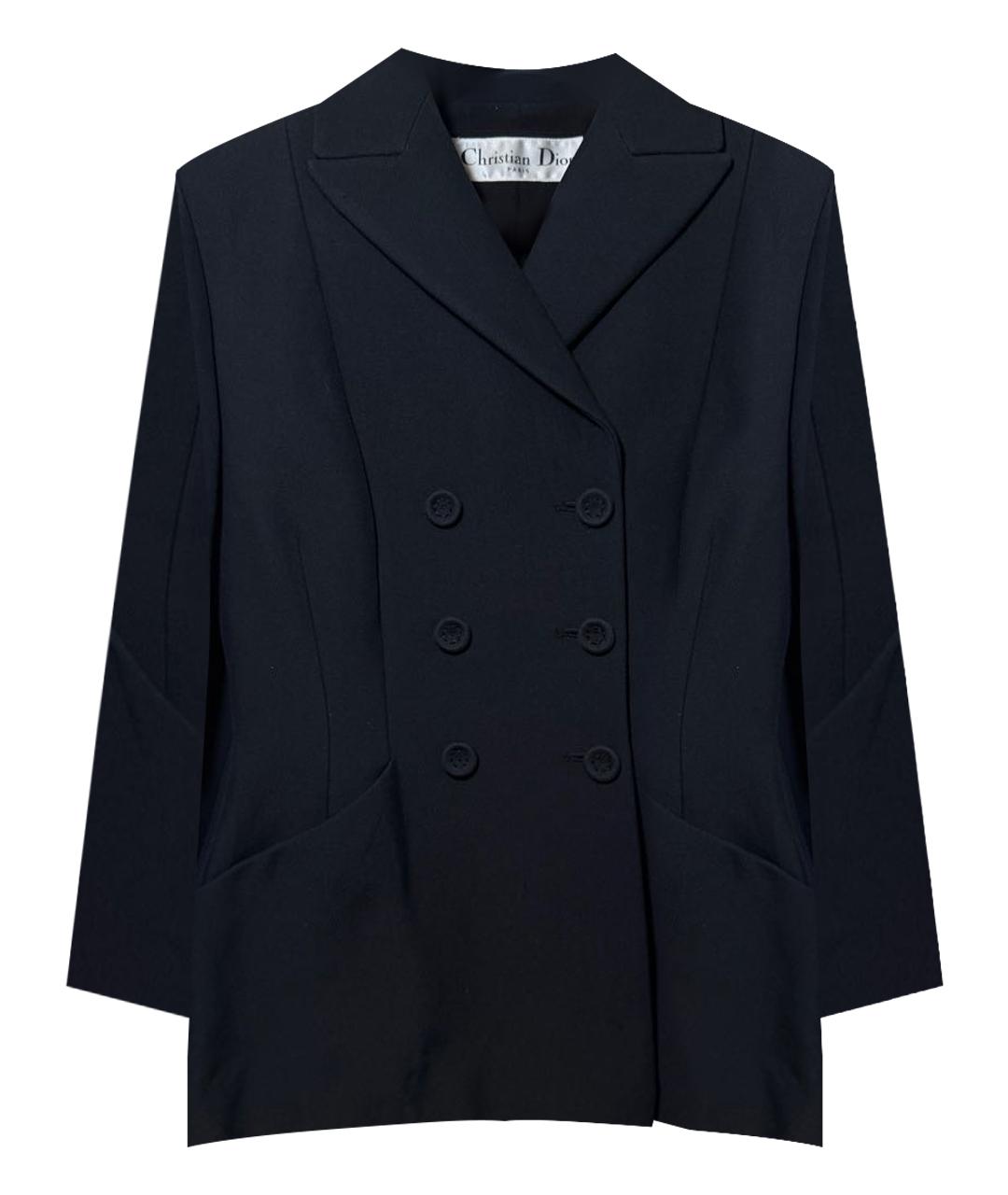CHRISTIAN DIOR Темно-синий шерстяной жакет/пиджак, фото 1