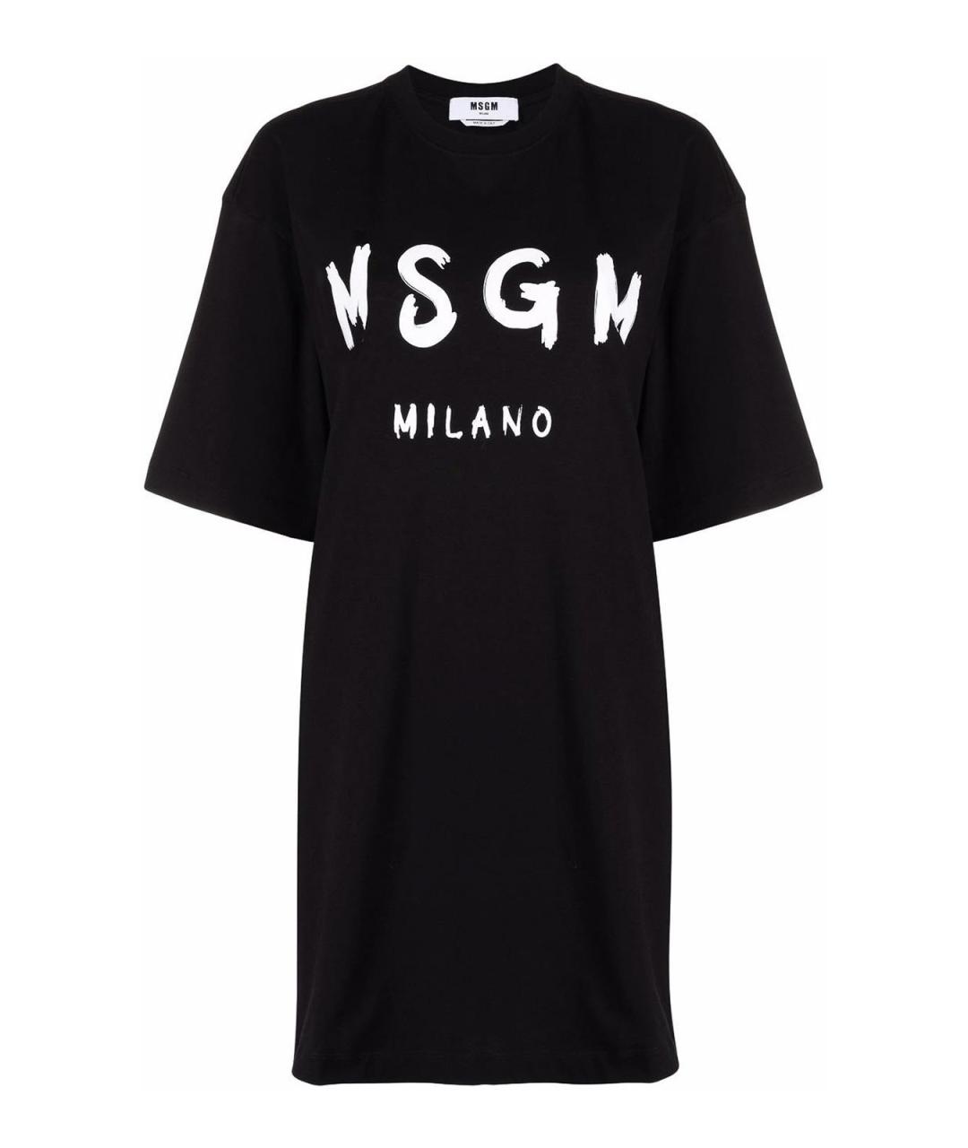 MSGM Черное хлопковое повседневное платье, фото 1