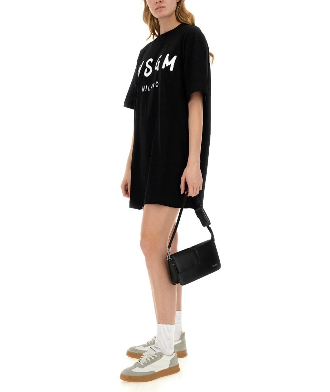 MSGM Черное хлопковое повседневное платье, фото 2