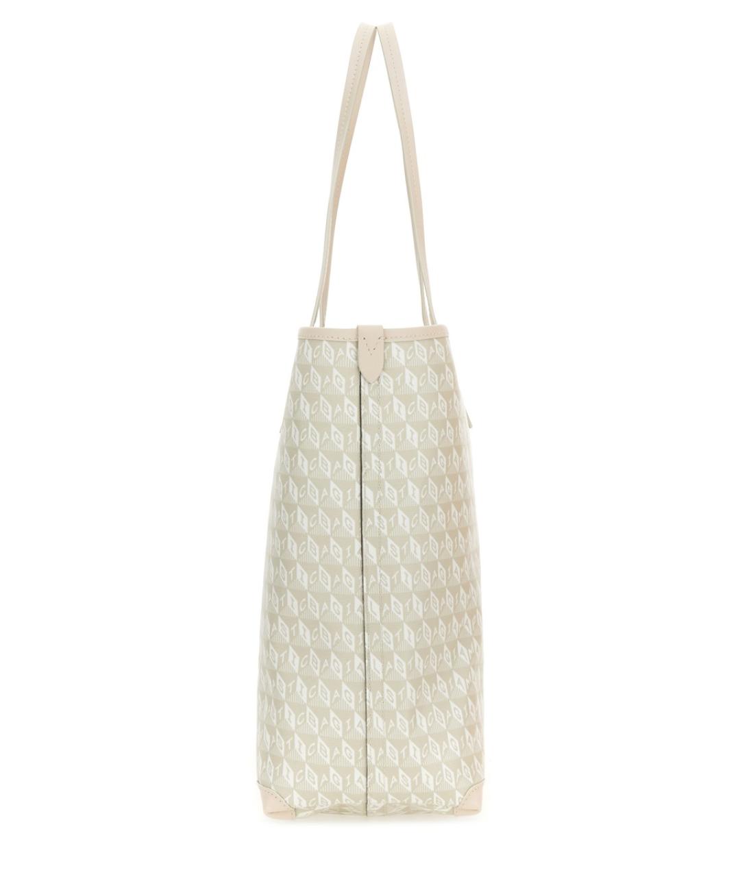 ANYA HINDMARCH Бежевая кожаная сумка тоут, фото 3