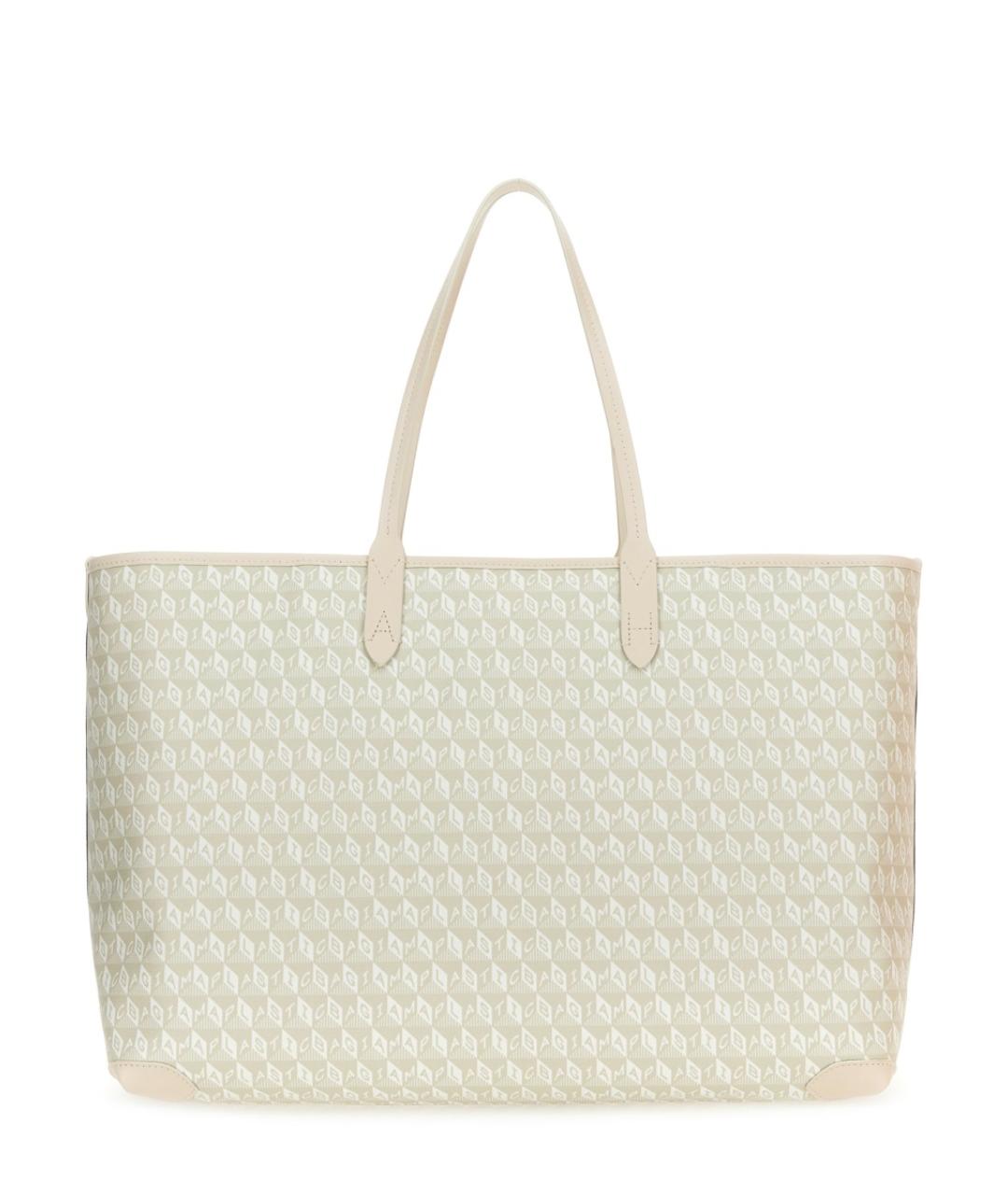 ANYA HINDMARCH Бежевая кожаная сумка тоут, фото 2