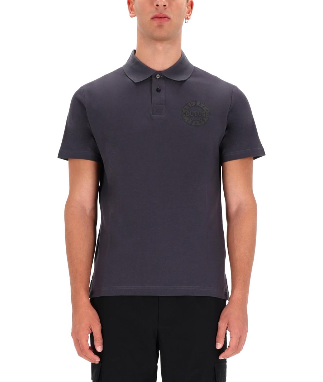 VERSACE JEANS COUTURE Серое хлопковое поло с коротким рукавом, фото 5