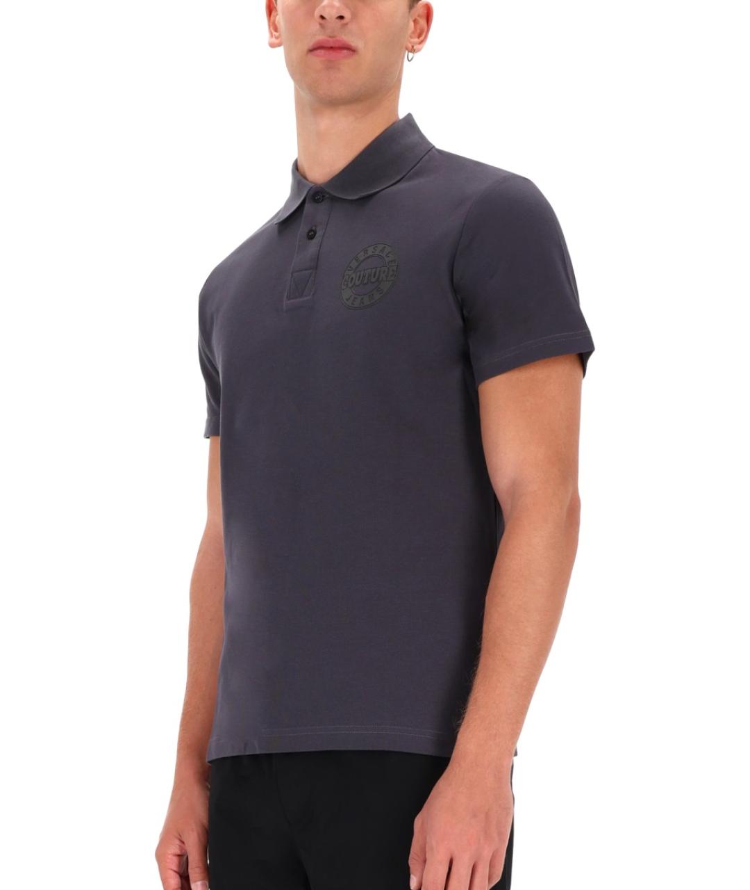 VERSACE JEANS COUTURE Серое хлопковое поло с коротким рукавом, фото 3