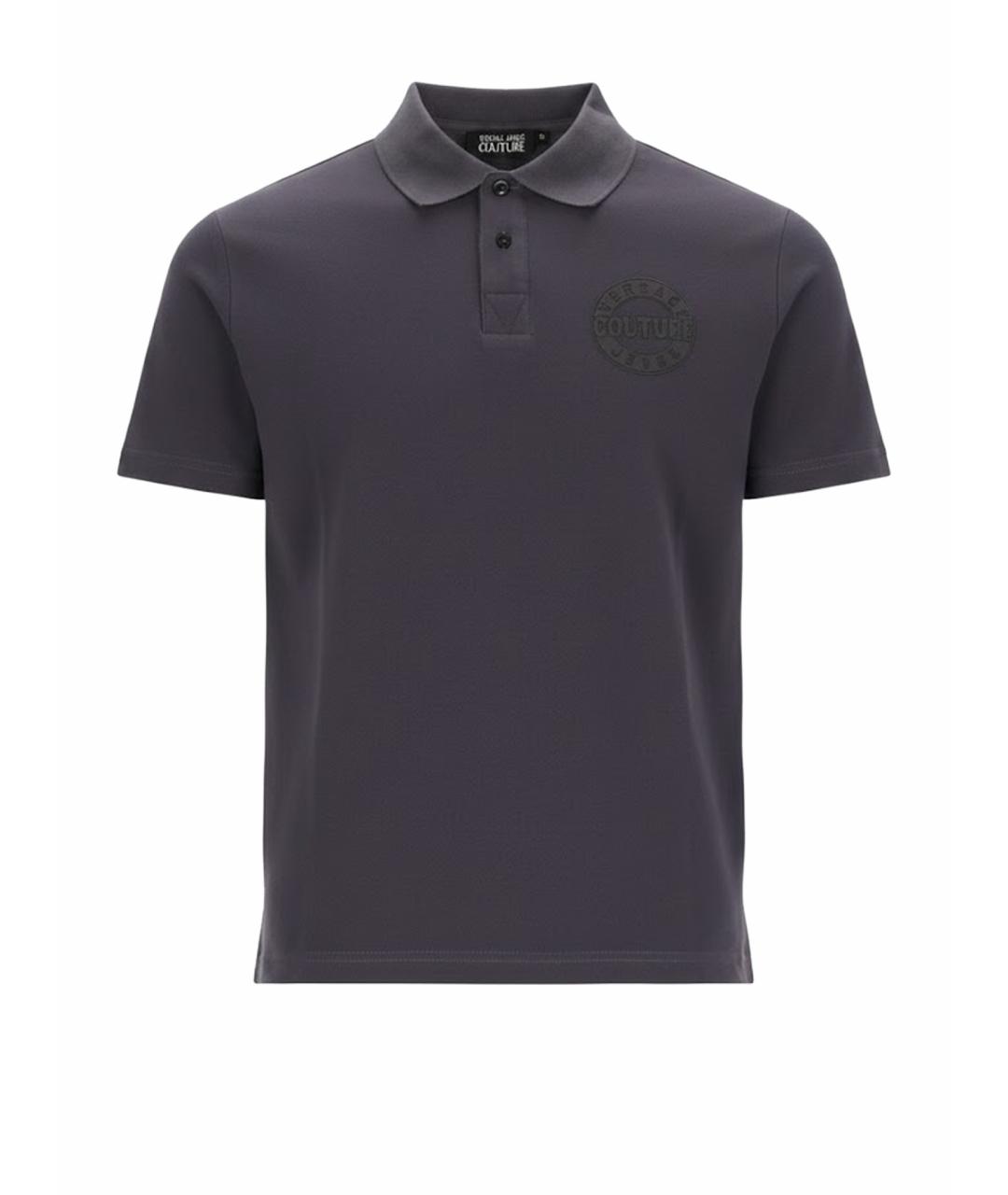 VERSACE JEANS COUTURE Серое хлопковое поло с коротким рукавом, фото 1