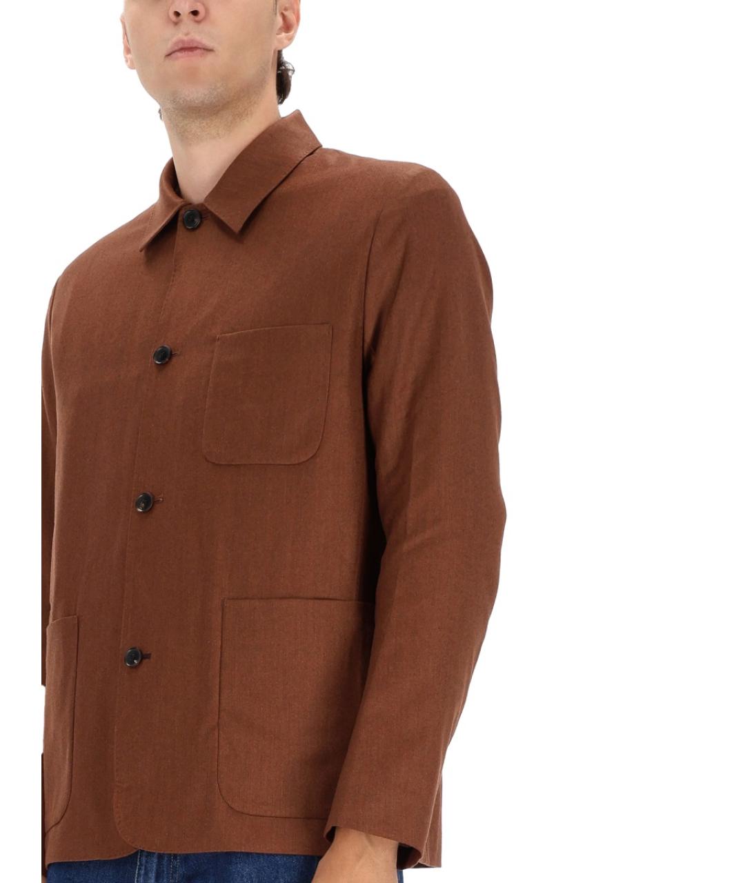PAUL SMITH Коричневый шерстяной пиджак, фото 4