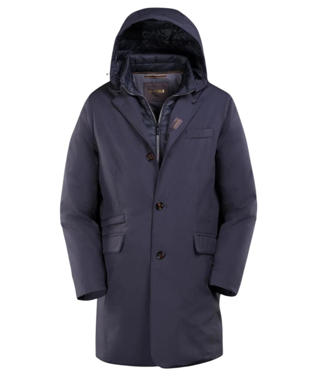 MOORER Темно-синее полиэстеровое пальто, фото 1