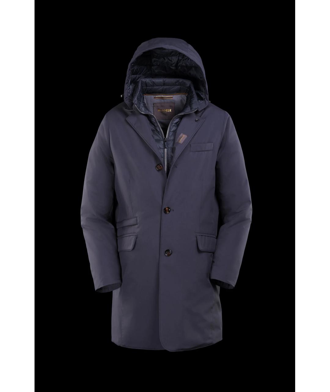 MOORER Темно-синее полиэстеровое пальто, фото 6