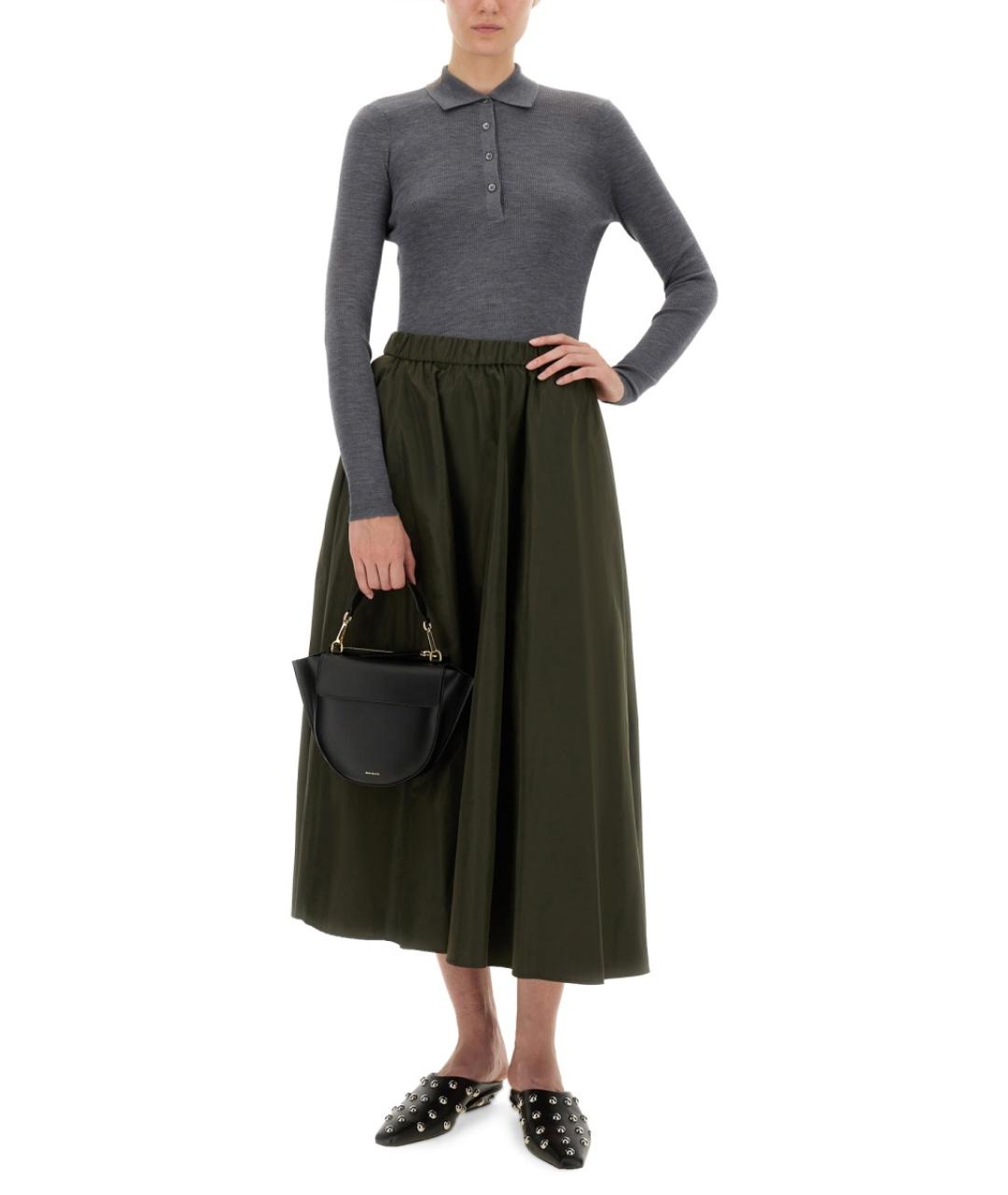 ASPESI Зеленая полиэстеровая юбка миди, фото 2