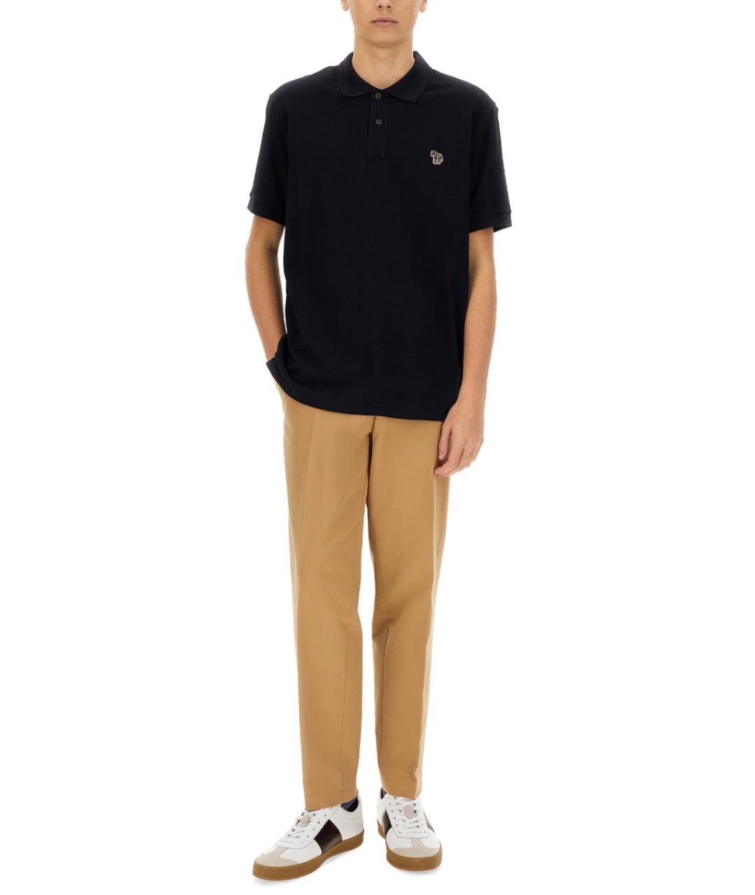 PS BY PAUL SMITH Темно-синее хлопковое поло с коротким рукавом, фото 2