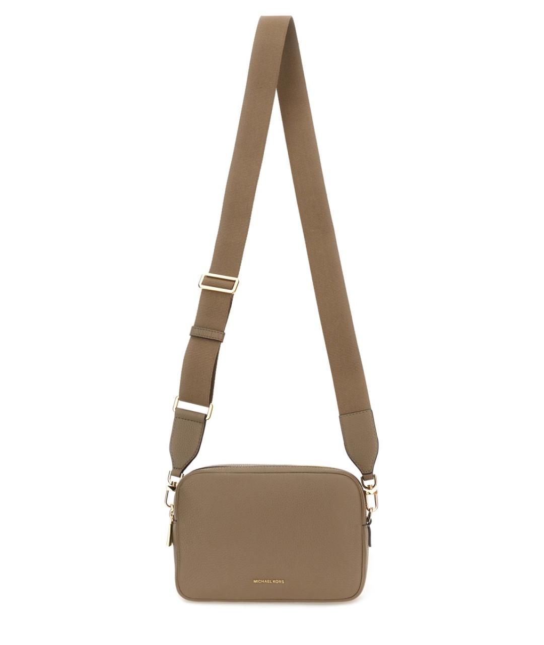 MICHAEL KORS Бежевая кожаная сумка через плечо, фото 3