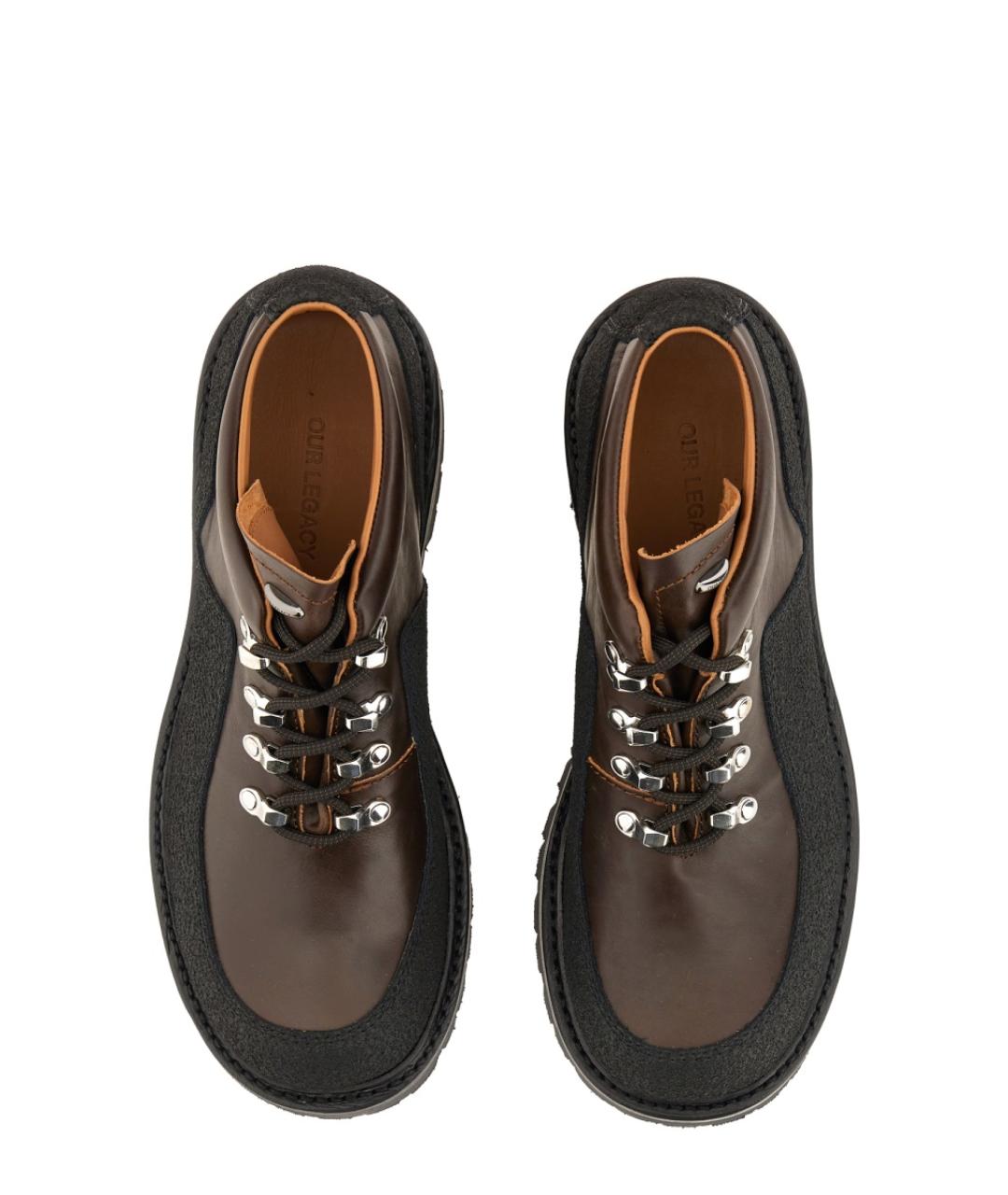 OUR LEGACY Коричневые кожаные низкие ботинки, фото 5