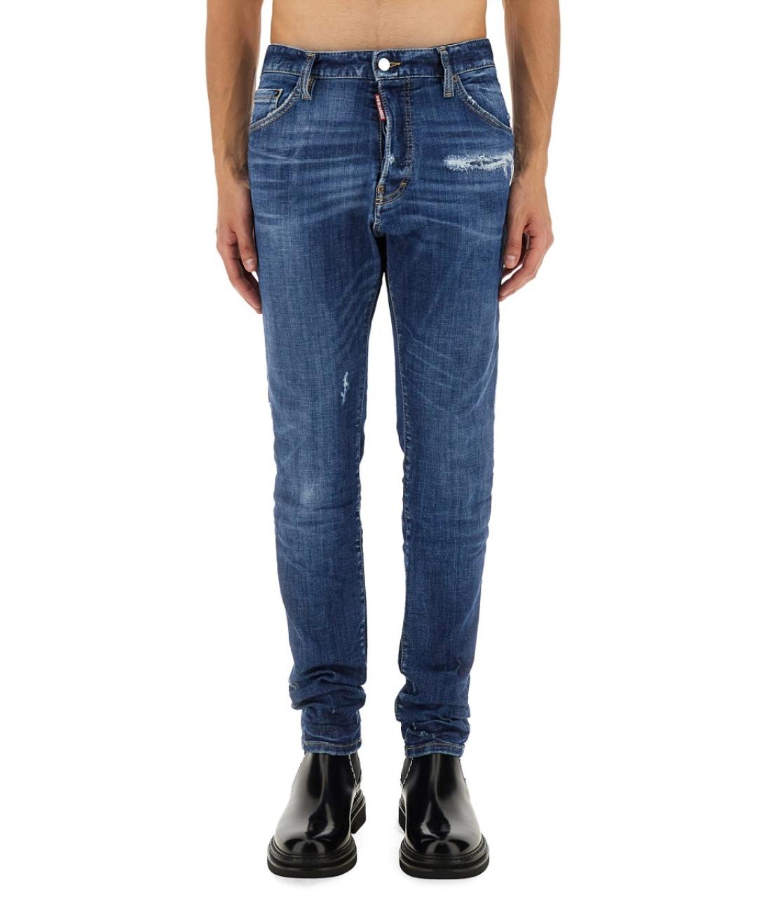 DSQUARED2 Синие хлопковые прямые джинсы, фото 2