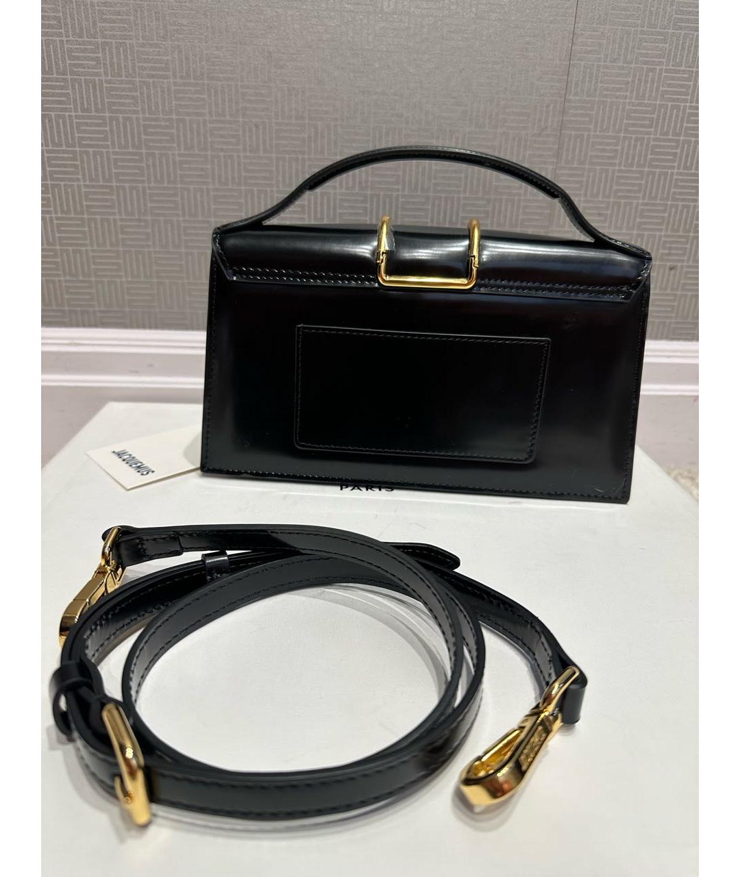 JACQUEMUS Черная сумка через плечо из лакированной кожи, фото 3