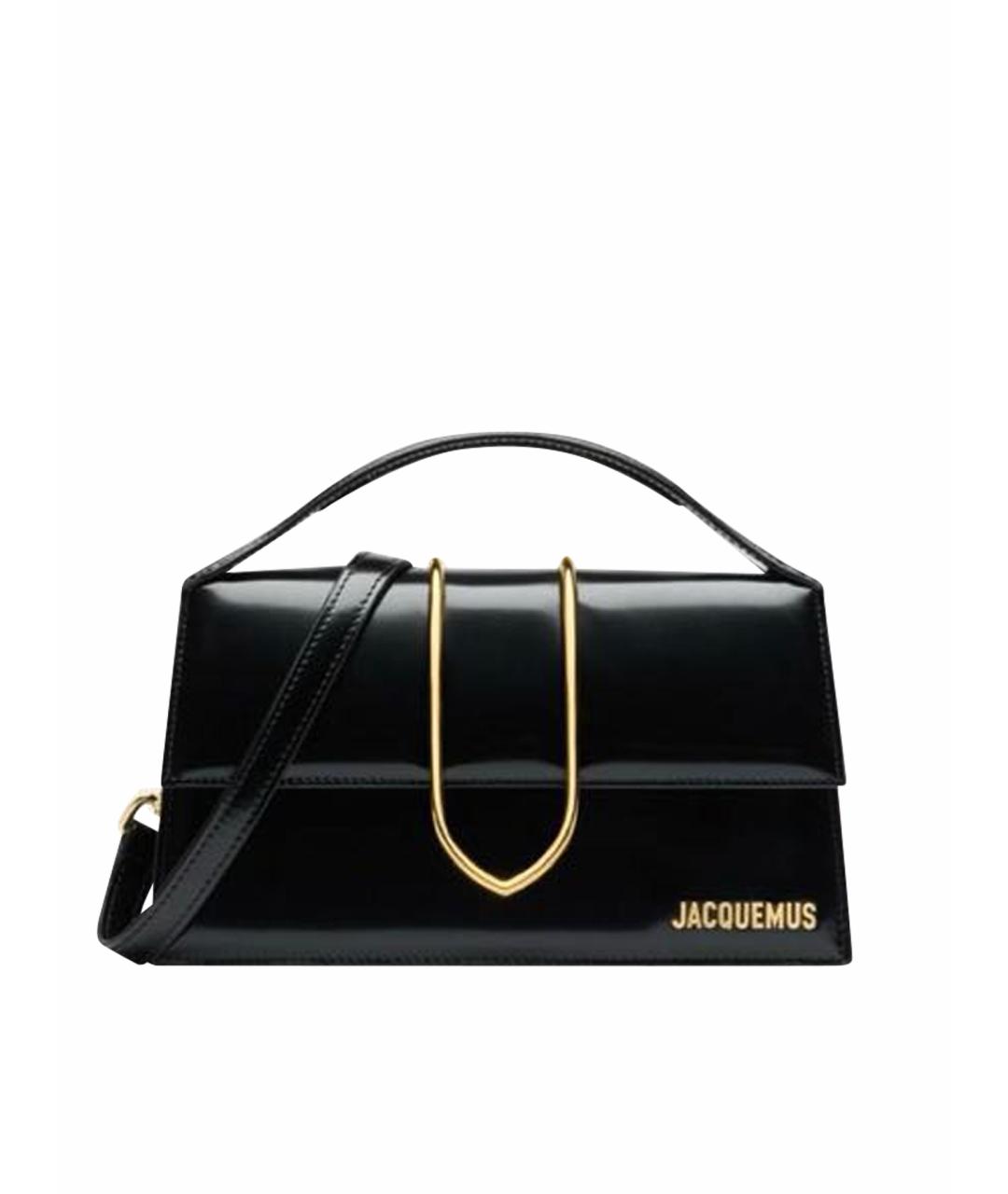 JACQUEMUS Черная сумка через плечо из лакированной кожи, фото 1