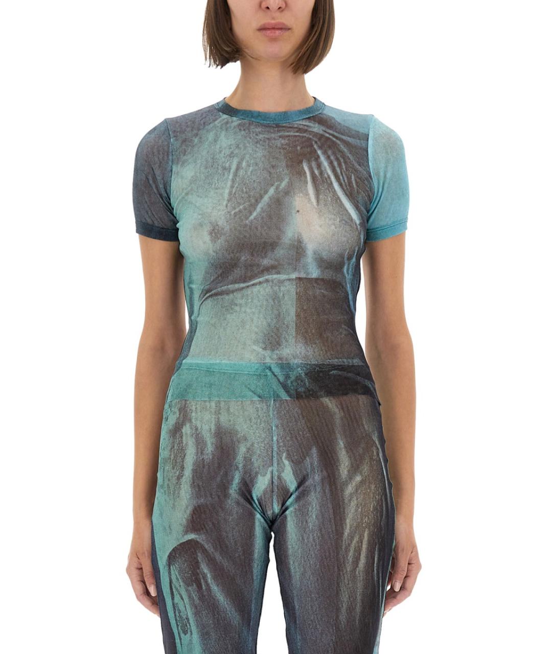 JEAN PAUL GAULTIER Голубая полиамидовая футболка, фото 5